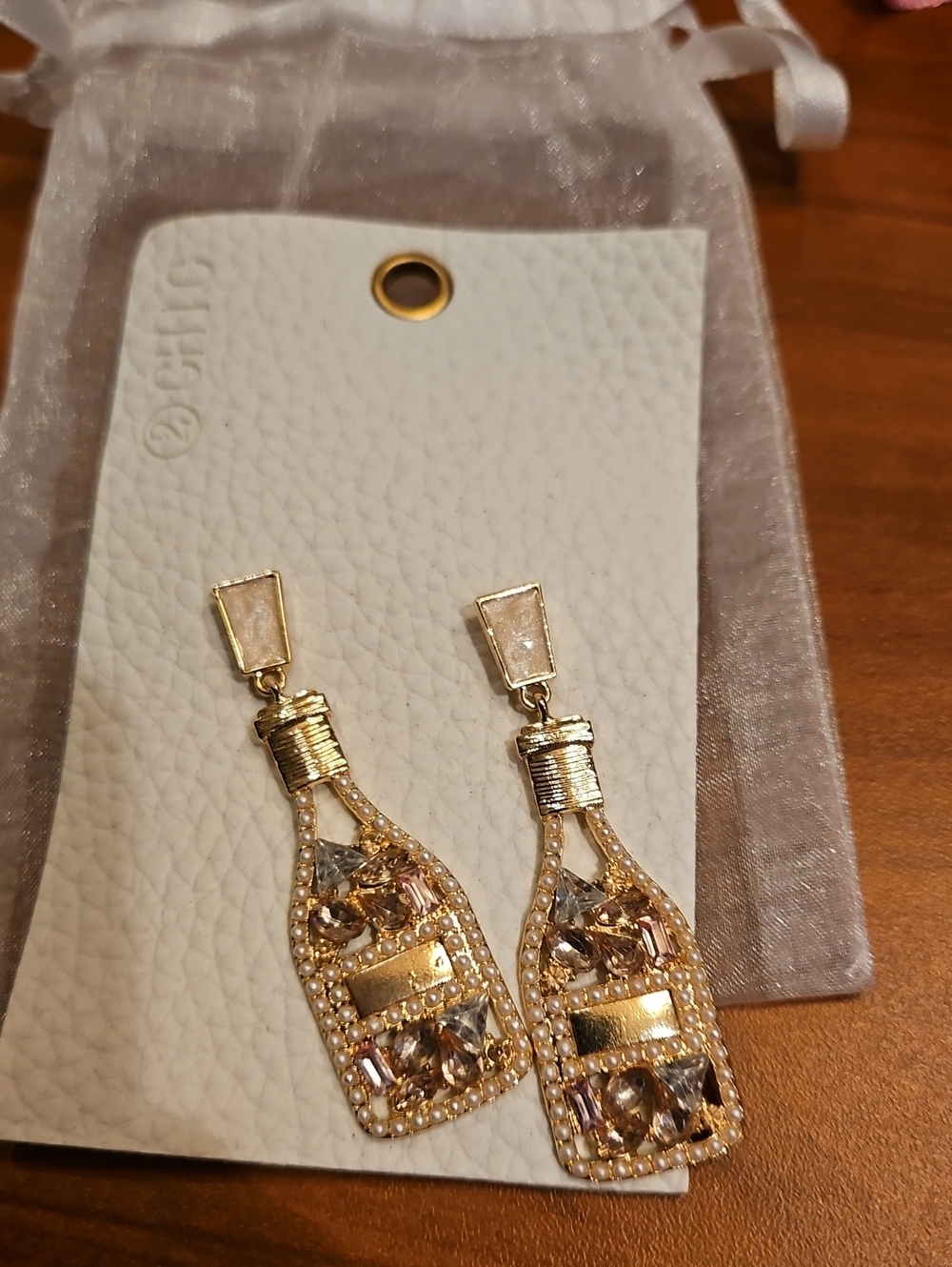 Gold & Crystal Bottle Drop Earrings